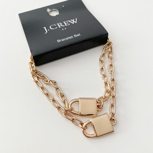 J. Crew Factory Lock Paperclip Link Bracelets Set-of-Two - Picture 2 of 2